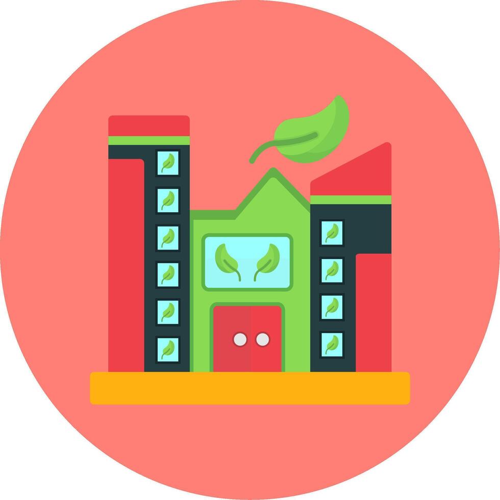 Green City Flat Multi Color Icon vector