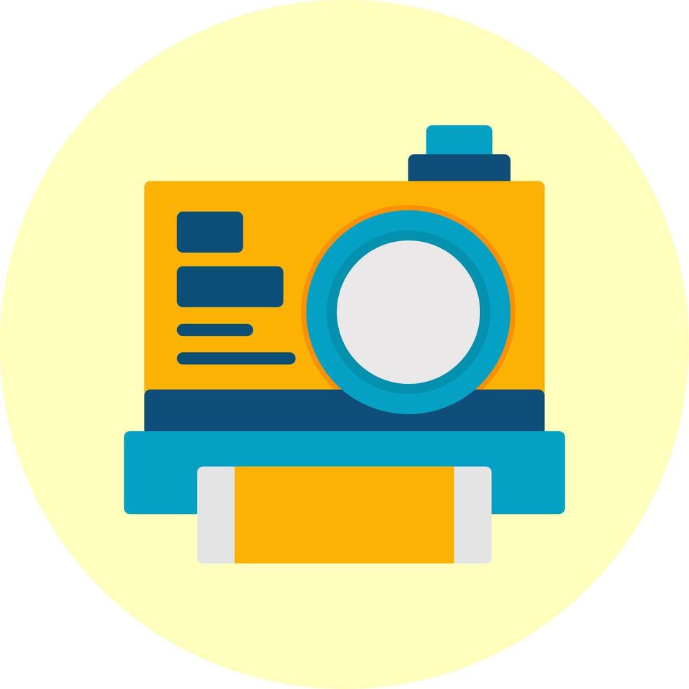 Instant Camera Flat Multi Color Icon vector