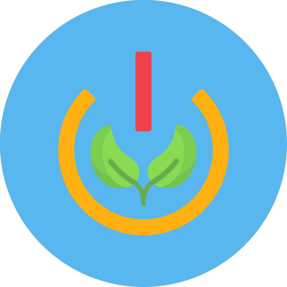 Eco Power Button Flat Multi Color Icon vector