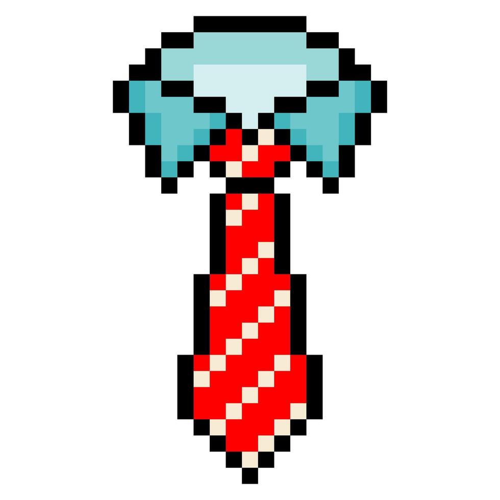 Striped red necktie collar in pixel art style vector