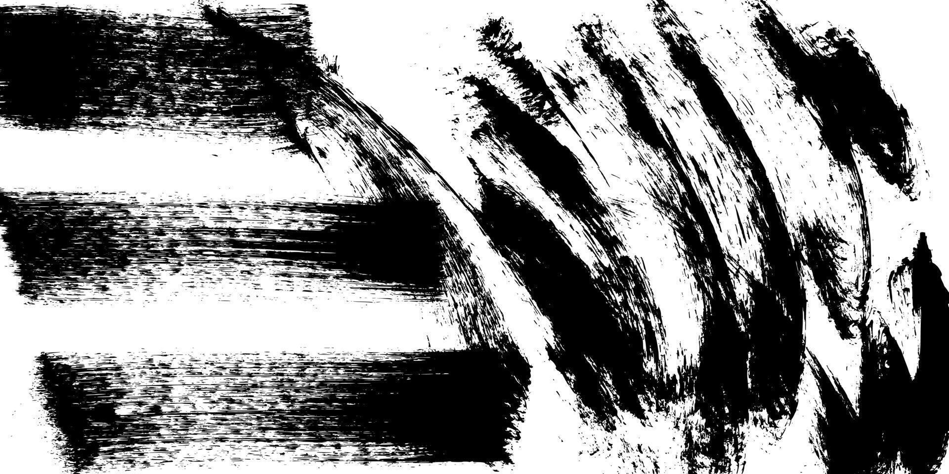 Grunge Background with Hand Painted Brush Strokes. Distressed texture with black ink vector
