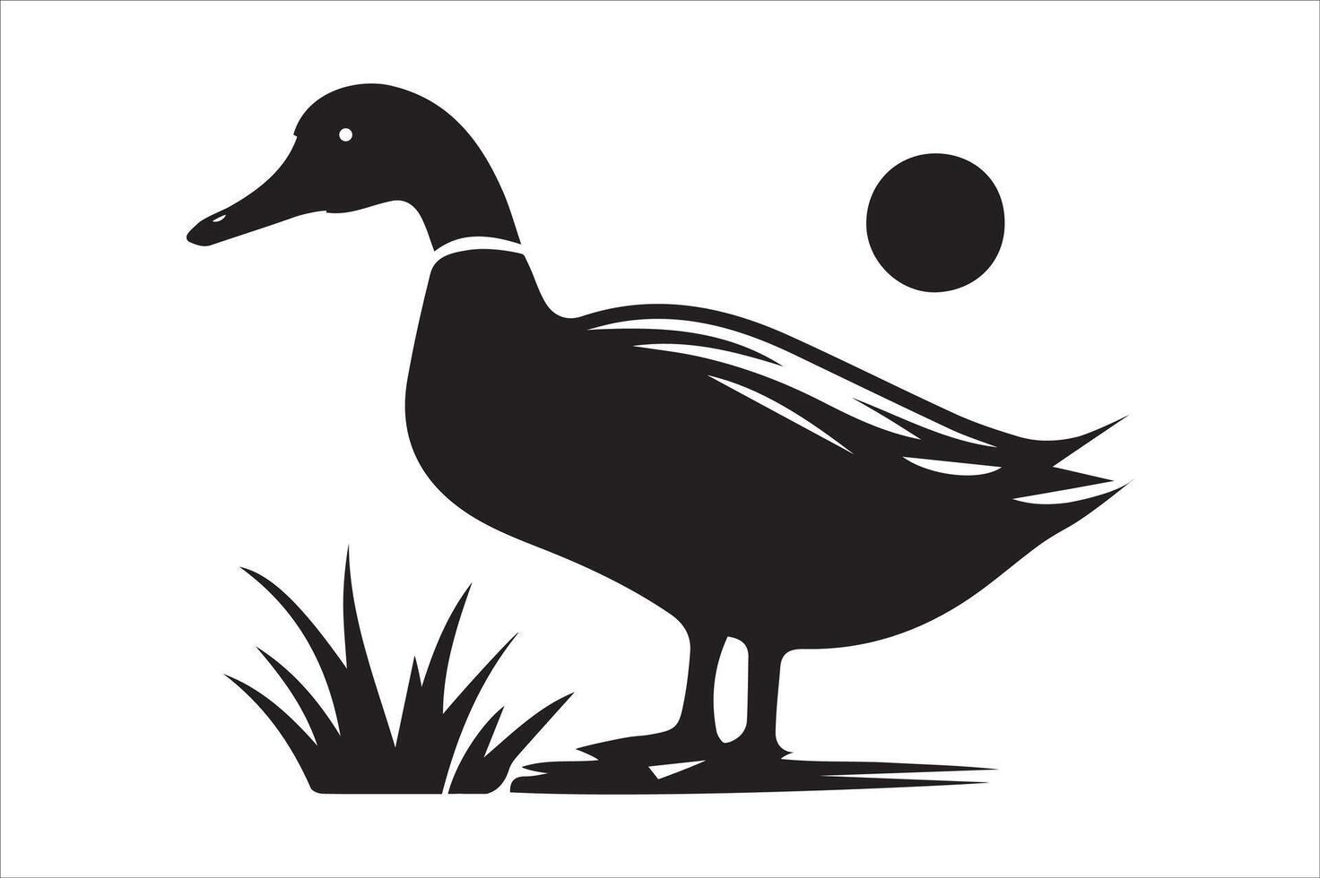 Duck silhouette Illustration, simple art style eps format vector