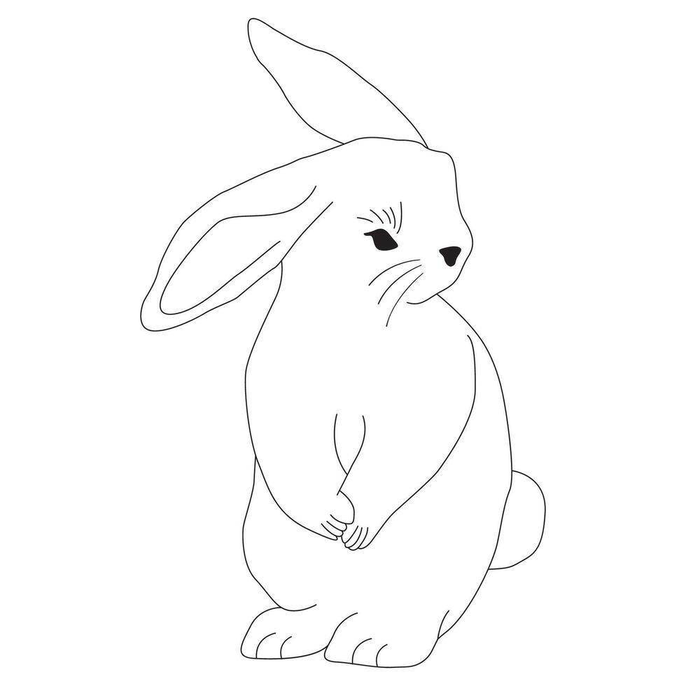 rabbit doodle hand drawn sketch line art vector