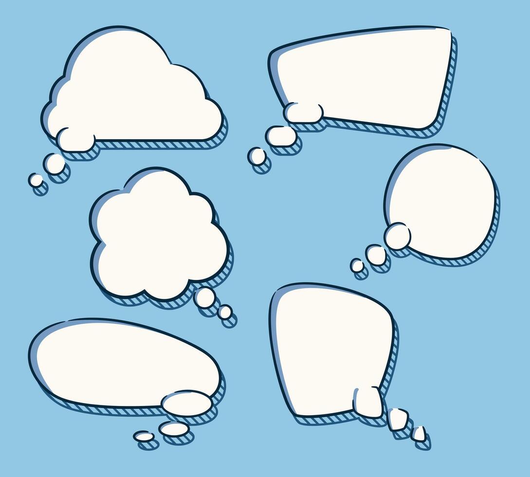 Set of cloud, thought, think, dream, speech bubble. vector