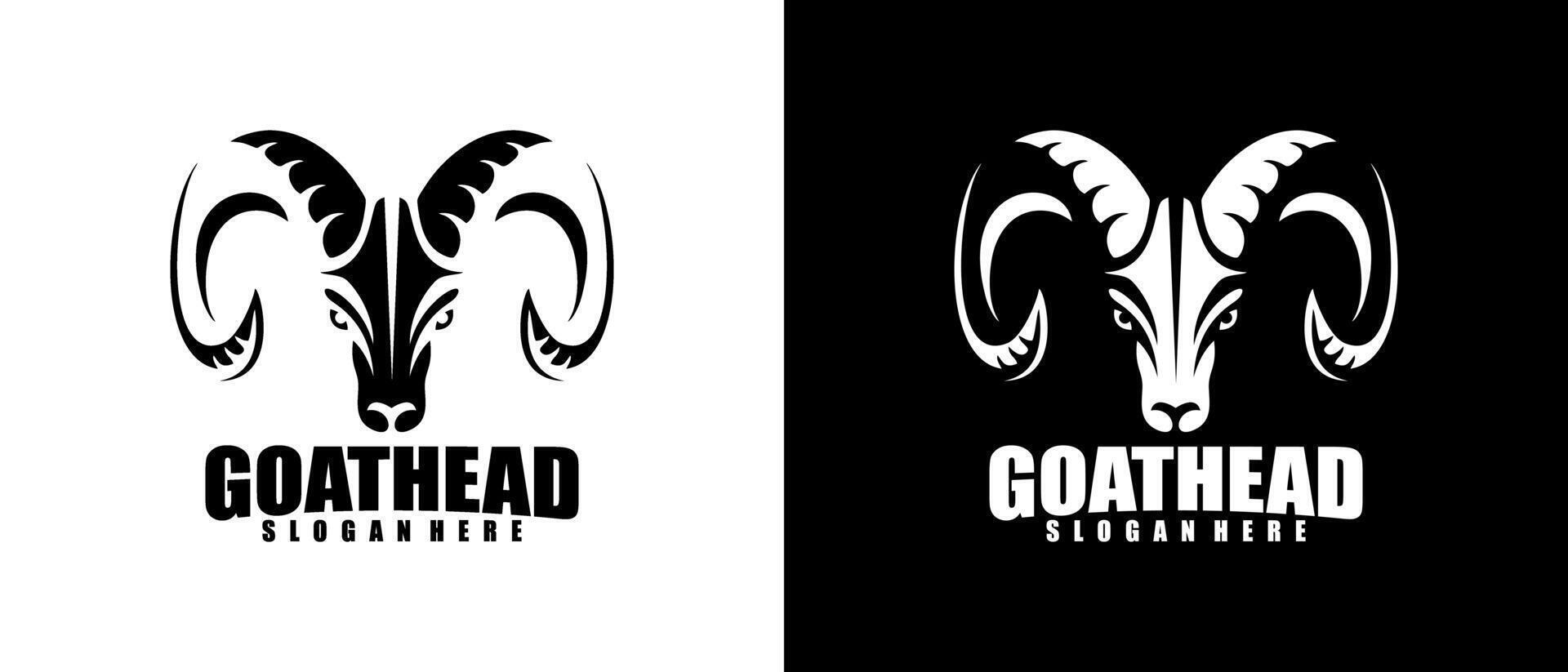 goat head black and white logo brand design illustration art vector