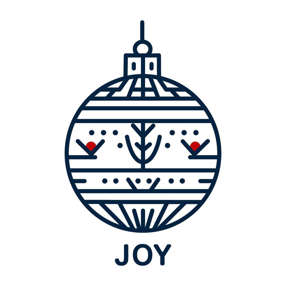 a Christmas ornament with a decorative pattern and the word JOY vector
