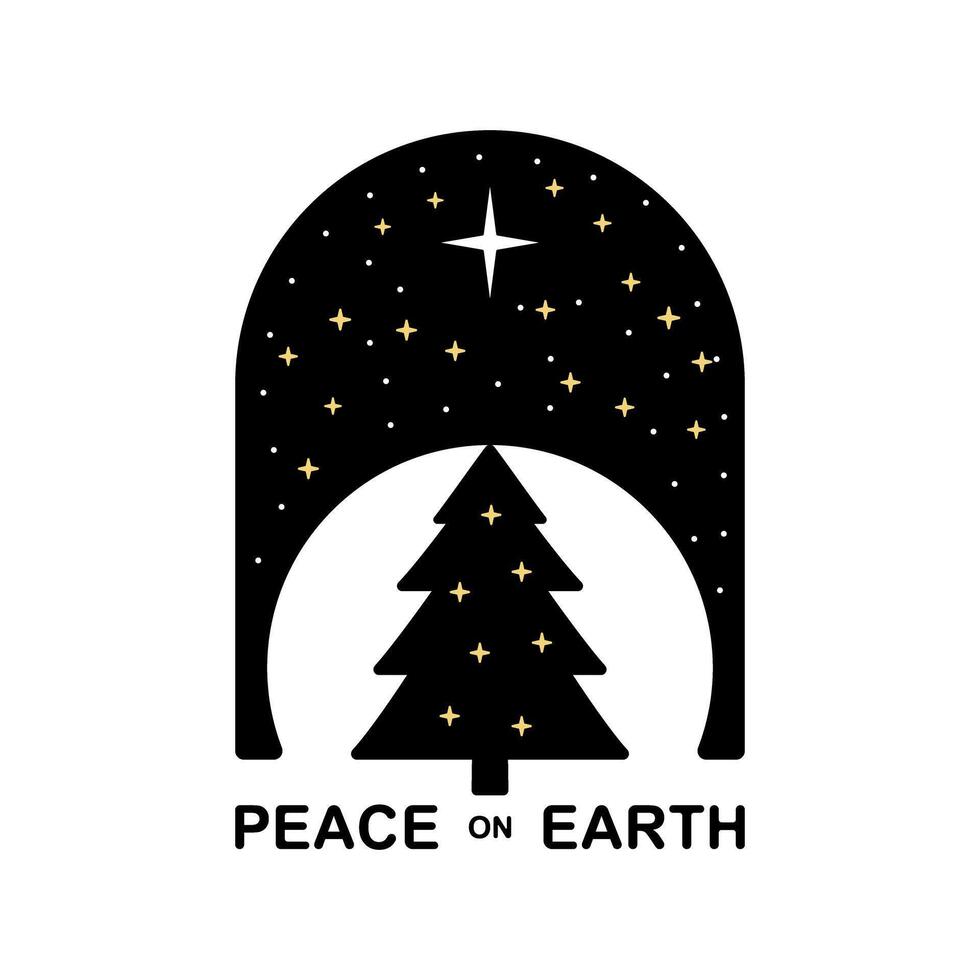 christmas card with christmas tree and snowflakes vector