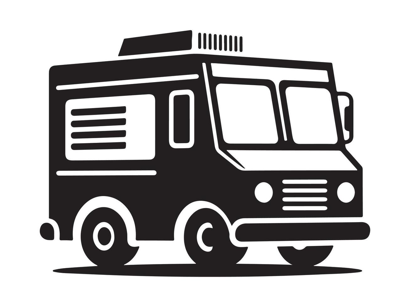 Simplistic Food Truck Icon on Neutral White Background vector