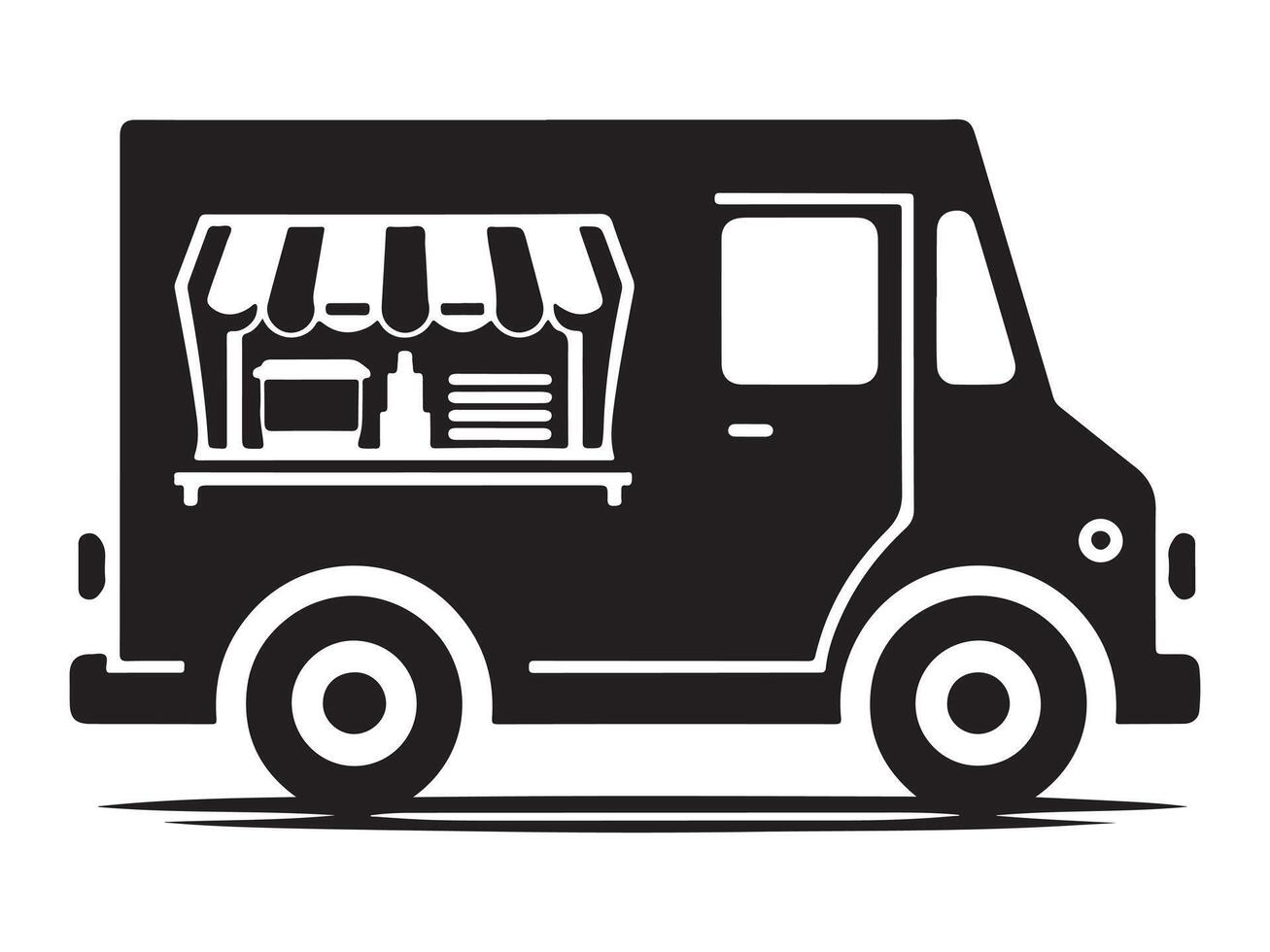 Flat Food Truck Icon Styled on White Background vector