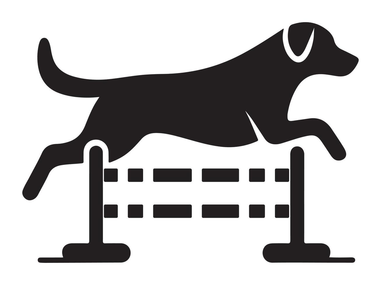 Silhouette of a Dog Performing Agility on a White Background vector