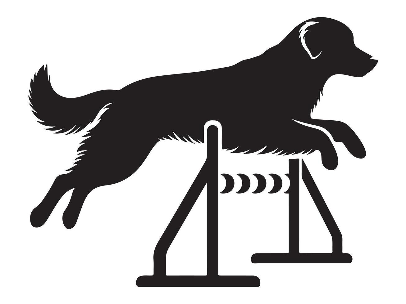 Dynamic Dog Silhouette Navigating Agility Course vector
