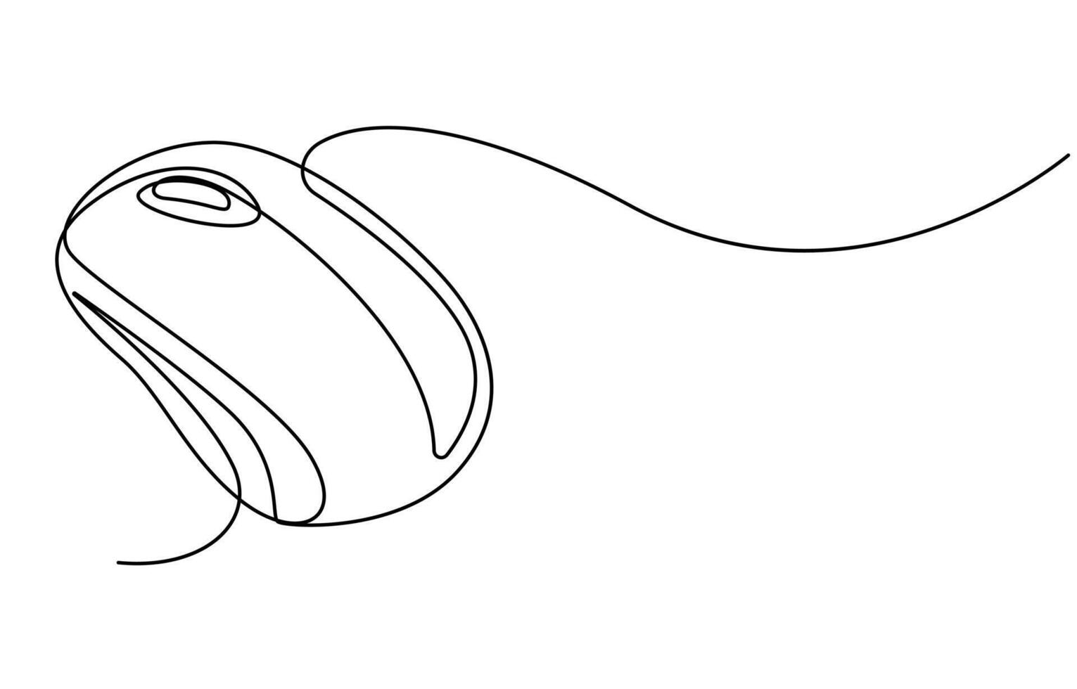 Drawn continuous one line computer mouse logo vector