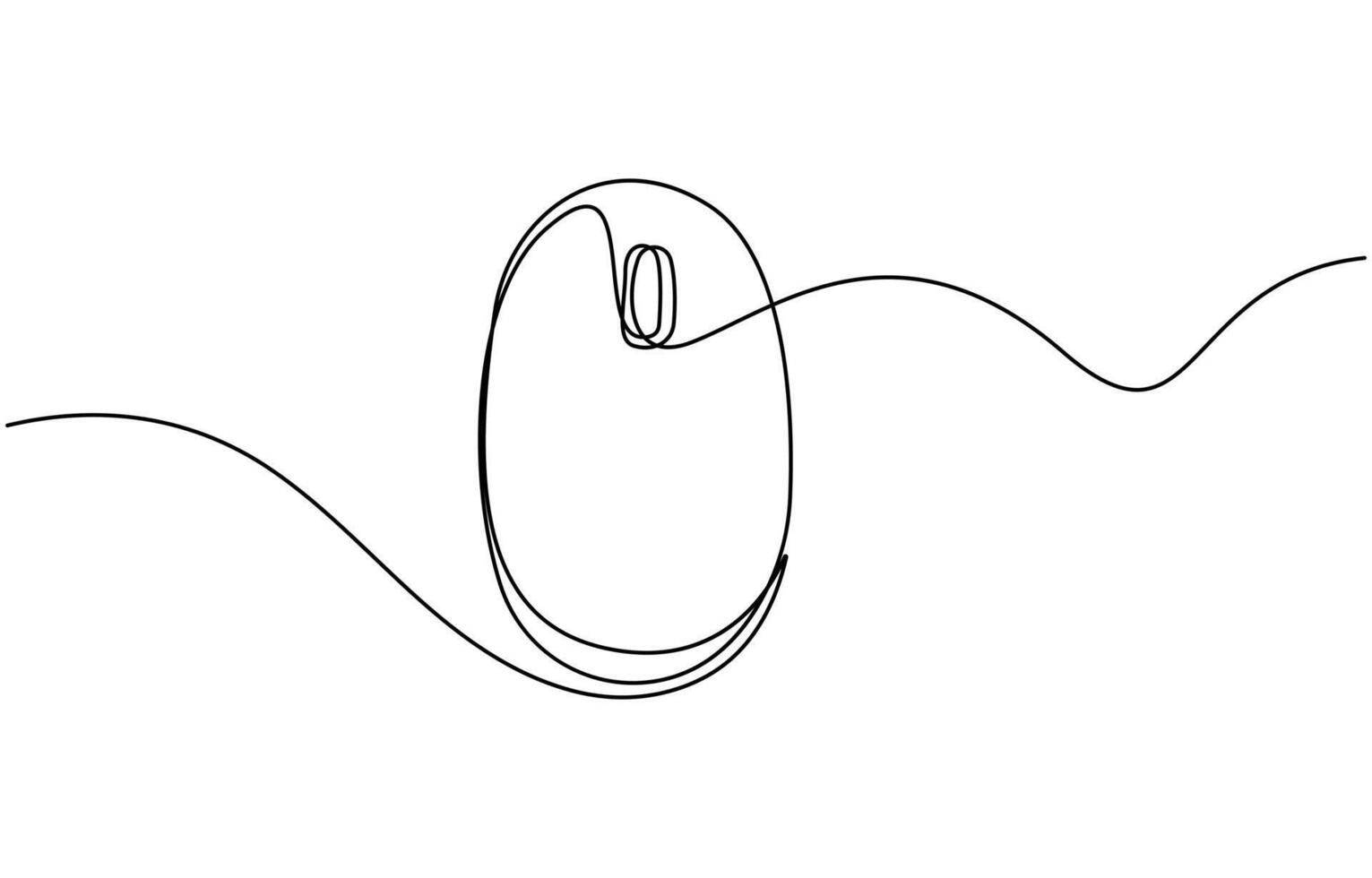 Mouse computer one line art drawing vector