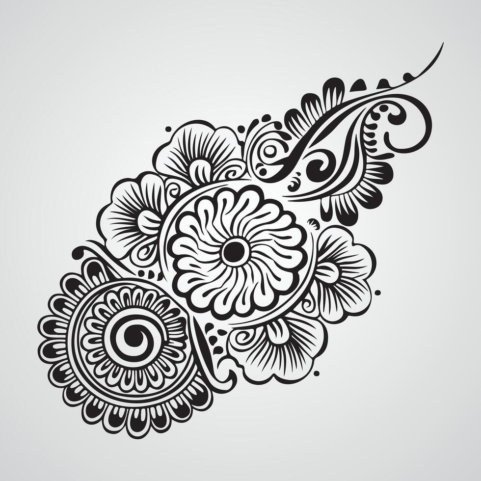 Hand drawn illustration Floral ornament vector