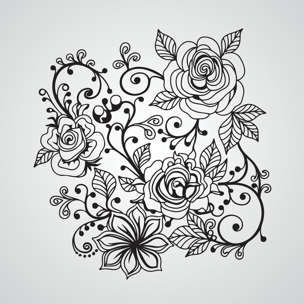 The Elegant Hand-Illustrated Flower and Leaf Design vector