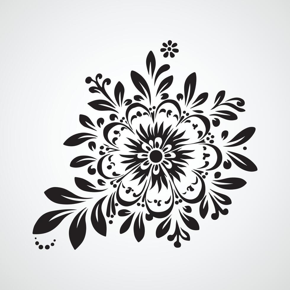 a Hand drawn illustration Floral ornament with flowers and leaves vector