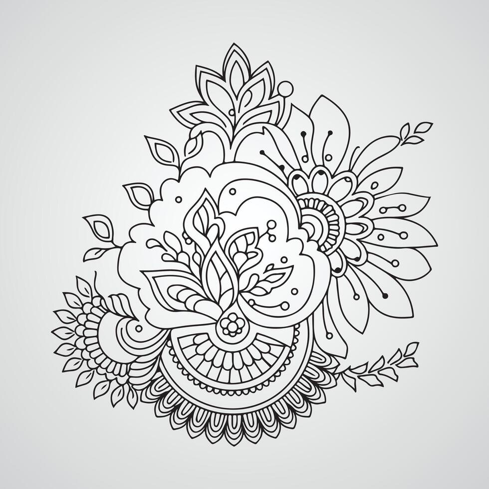 Elegant Hand-Illustrated Flower and Leaf vector