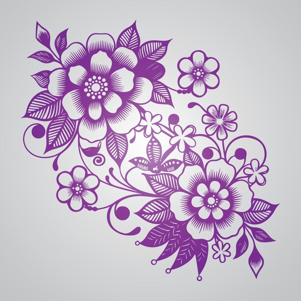Elegant Hand Illustrated Flower and Leaf Design vector