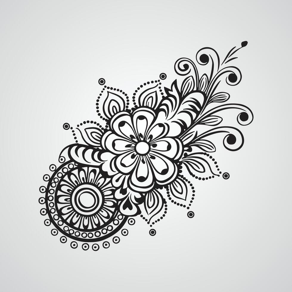 Hand drawn illustration Floral ornament with flowers and leaves vector
