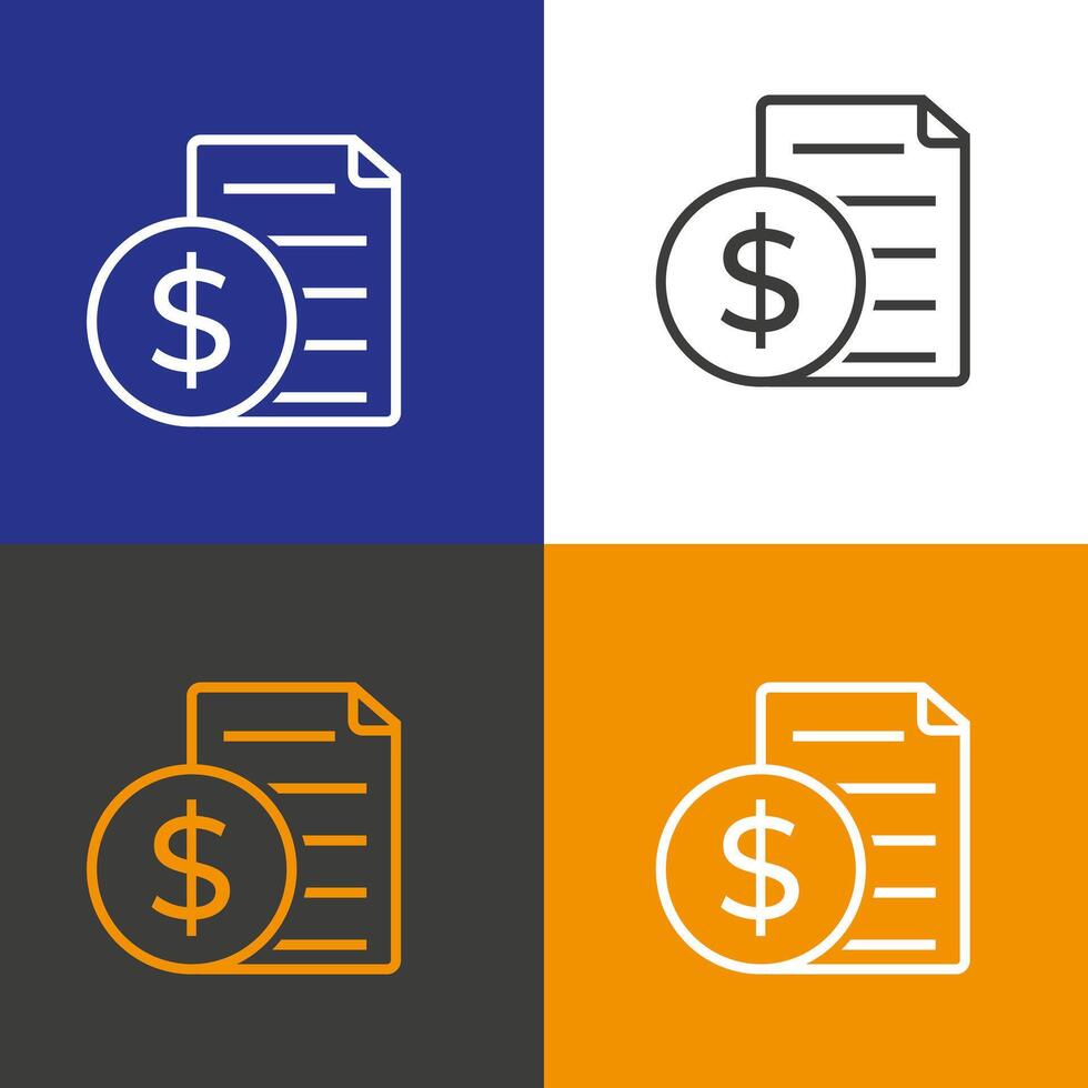 illustration of financial document icons with dollar symbol. Ideal for business, finance, and accounting themes vector