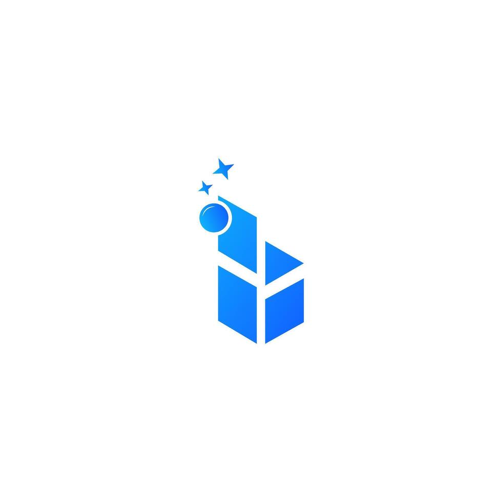Minimalist Blue Abstract Icon with Stars and Initial B Letter logo Design for cleaning services vector