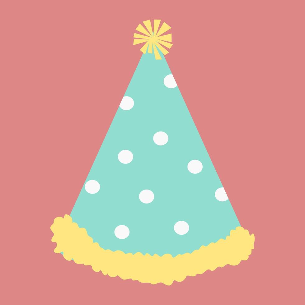 a party hat with white polka dots on it vector