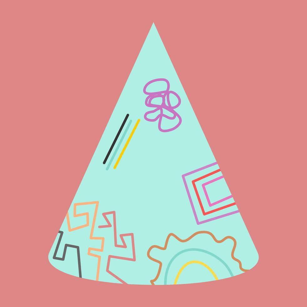 a party hat with colorful abstract stroke on it vector