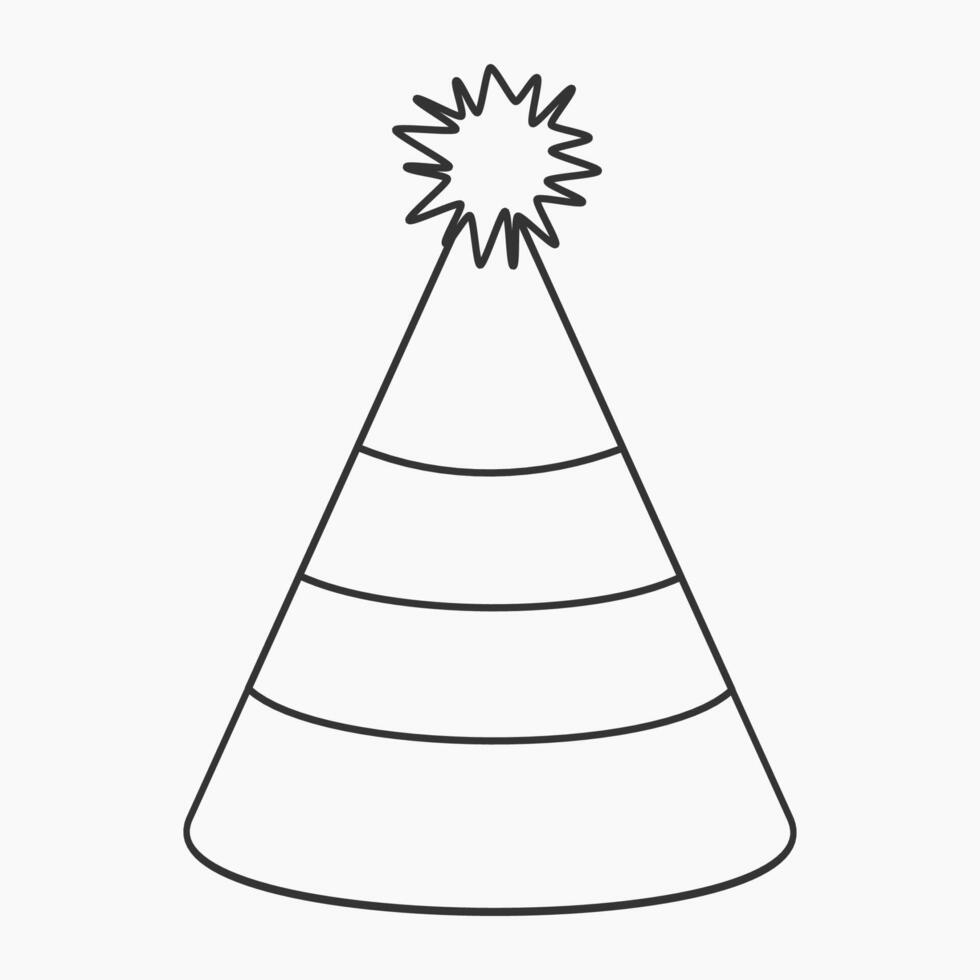 a black and white drawing of a party hat vector