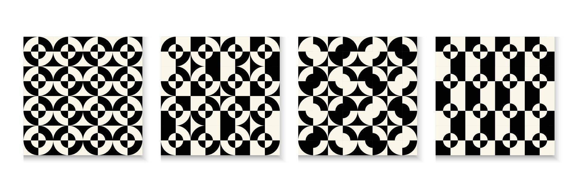 Retro black and white geometric pattern background vector