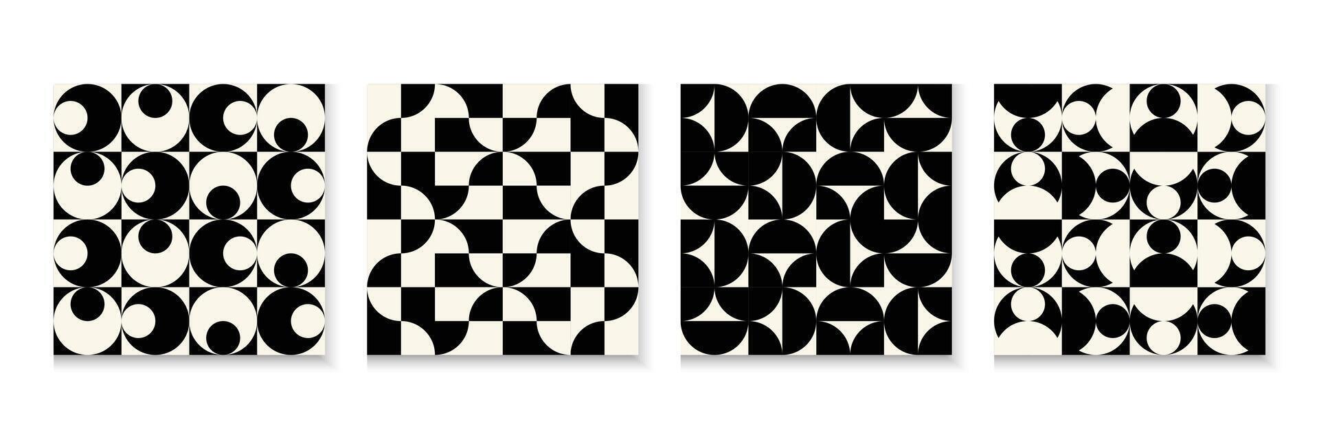 Black and white bauhaus pattern backgrounds vector