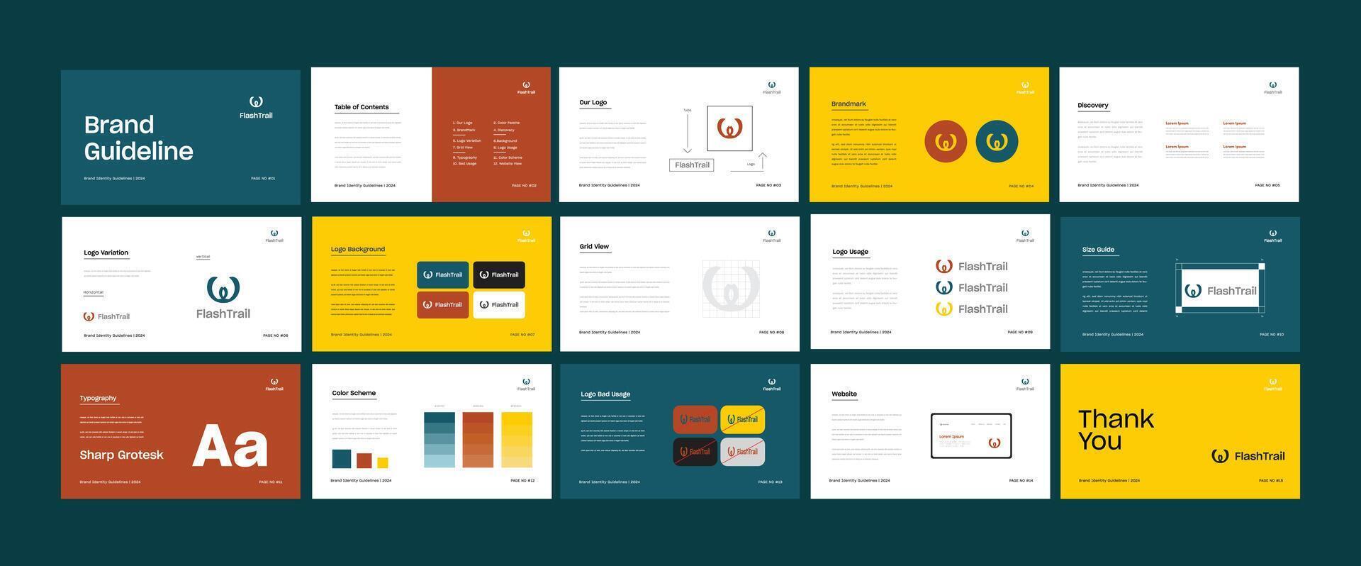 Minimal and simple Brand Guidelines design or Brand Strategy Guideline template. vector