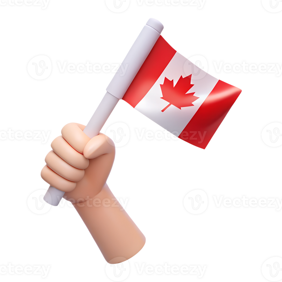 Mensch Hand halten Kanada National Flagge 3d Illustration isoliert auf das transparent Hintergrund png