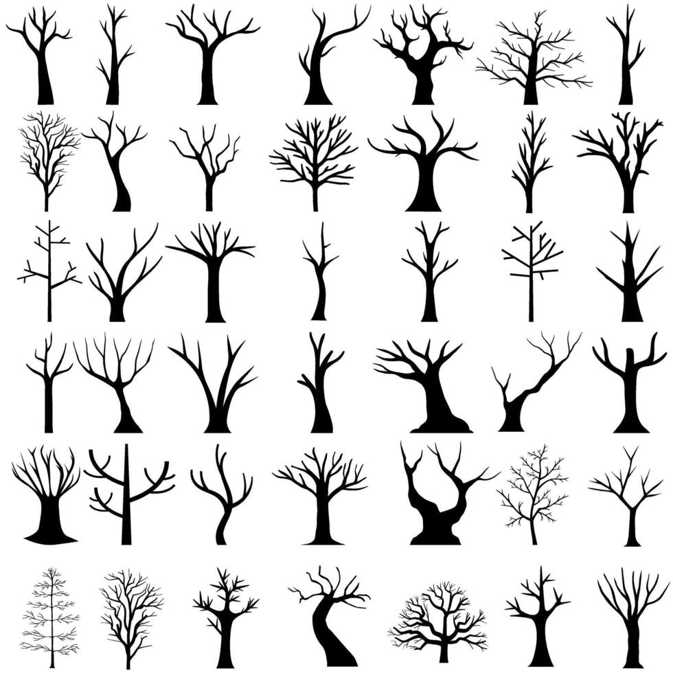 Bare tree icon set. Tree illustration sign collection. Autumn symbol or logo. vector