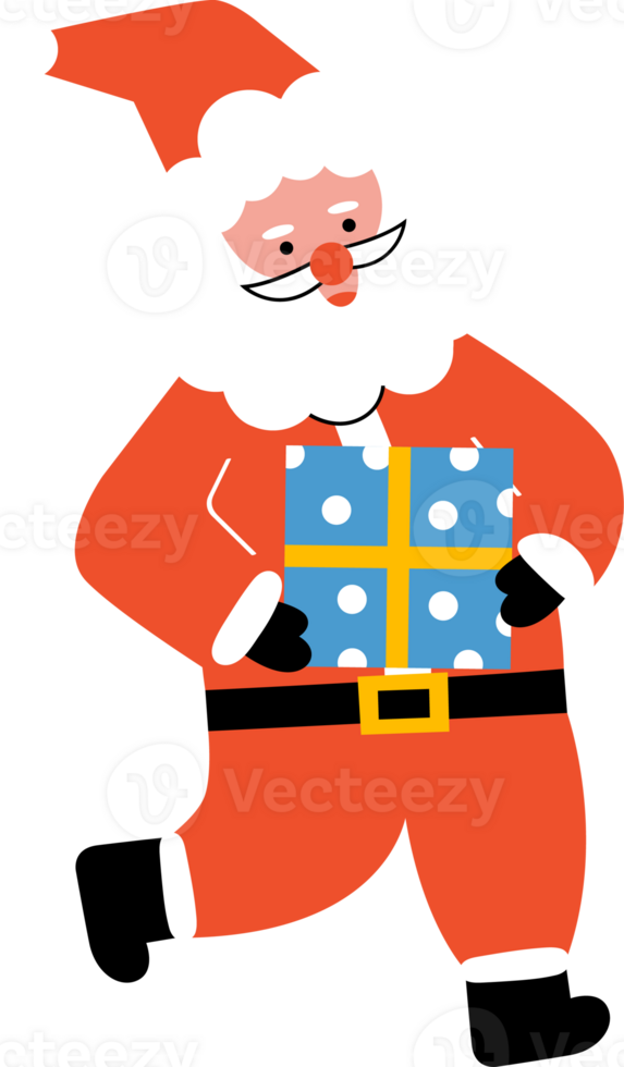 A santa holds a gift png