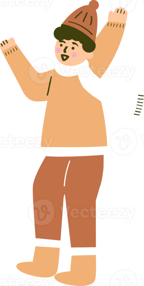a boy raises his hands png