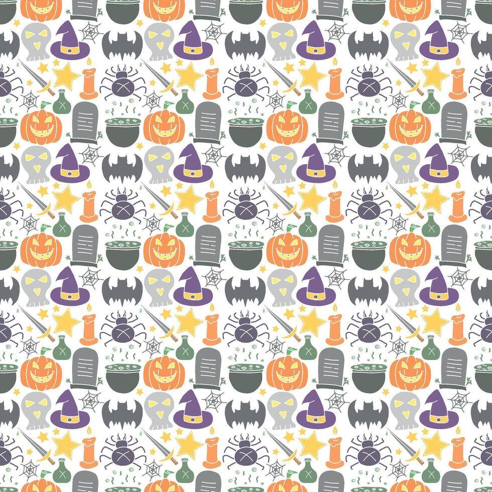 Seamless Halloween pattern. Doodle Halloween background vector