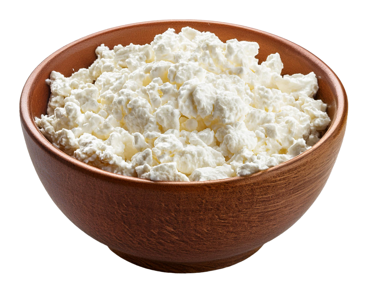 Creamy Cottage Cheese in a Wooden Bowl png