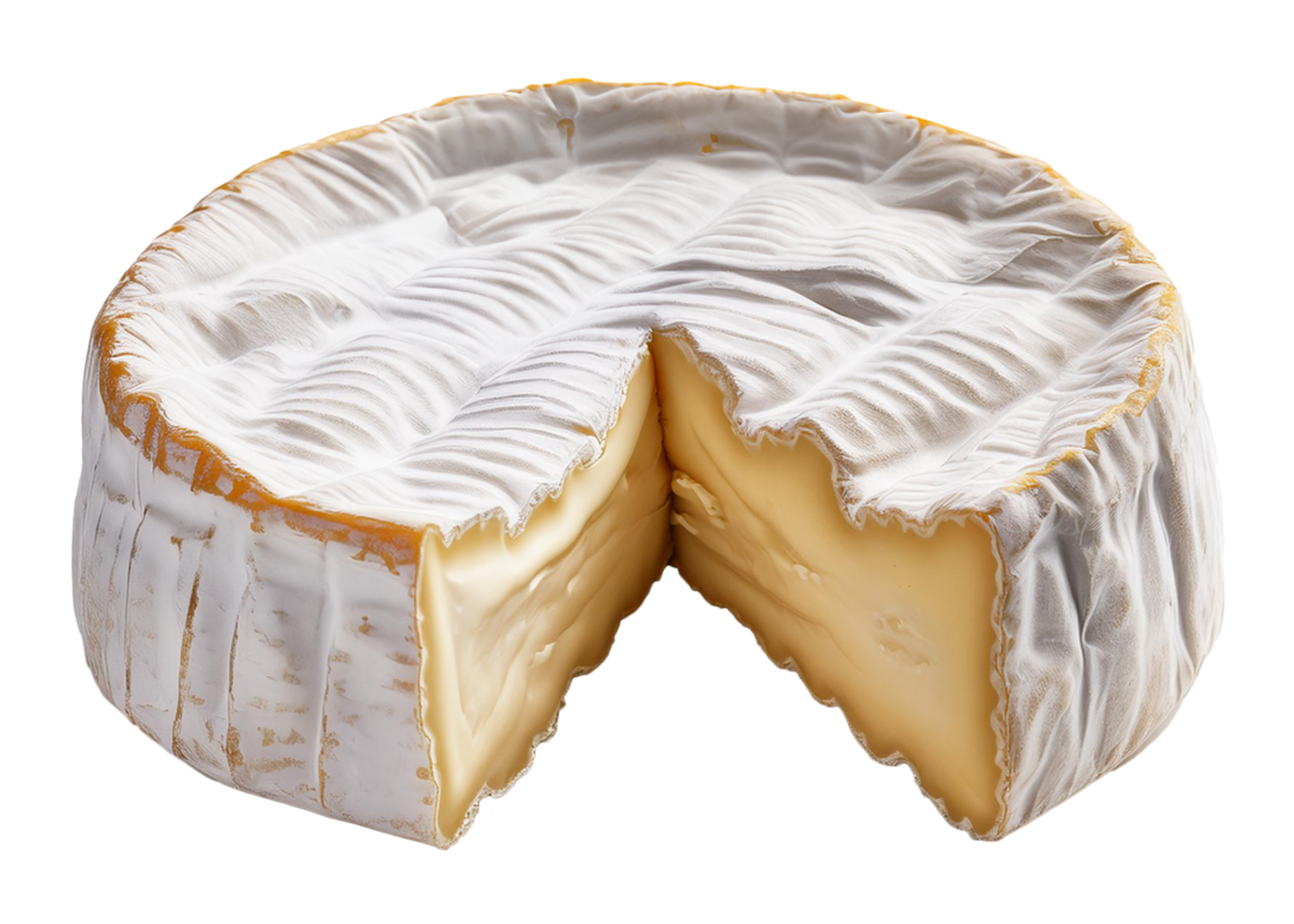 Creamy Brie Cheese with a Wedge Cut Out png