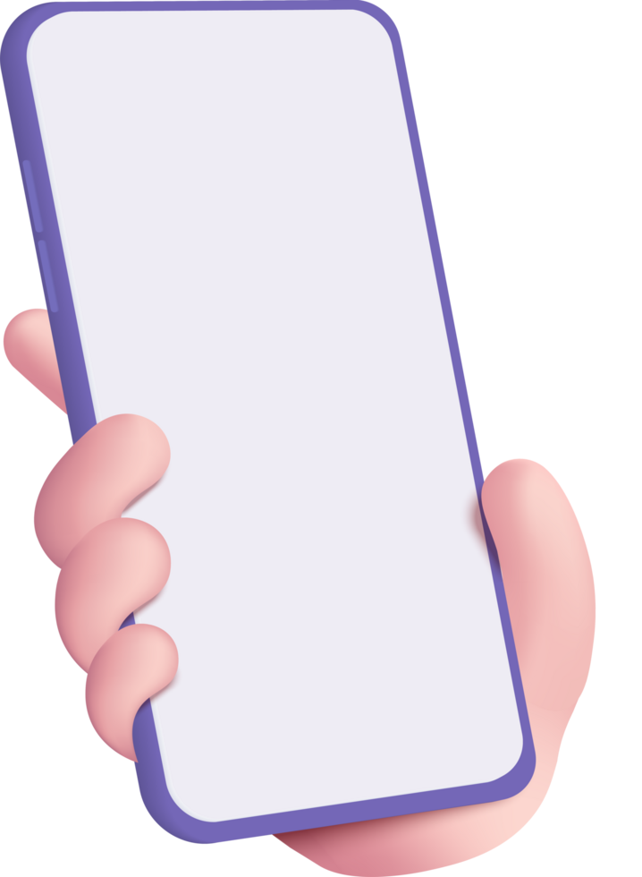 3D mobile phone with empty screen for mockup mobile. showcase 3d display with device smartphone png
