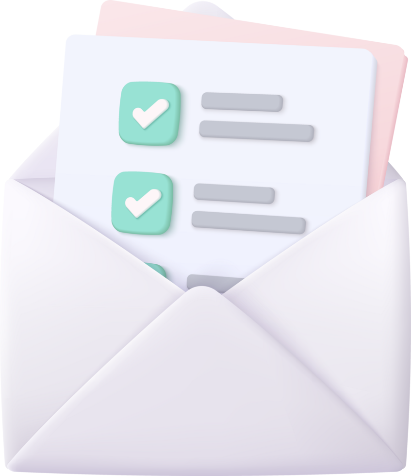 3d mail envelope icon with notification new message png