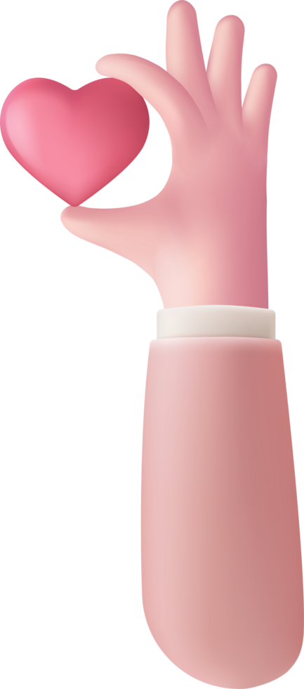 3D heart and love emoji icon, feeling love in hand png