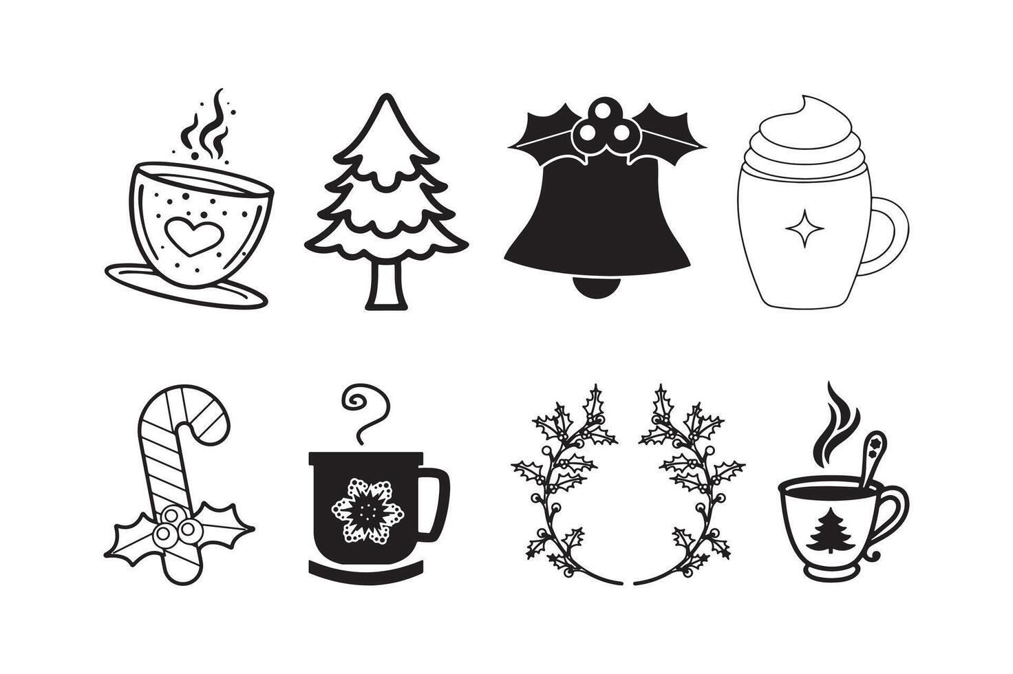 Collection of hand drawn Christmas elements. vector