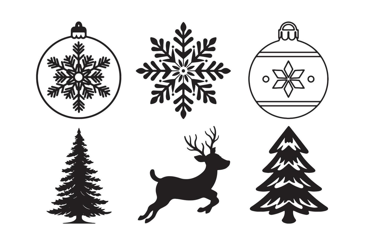 Winter Wonderland Silhouettes Festive Icons Collection. vector