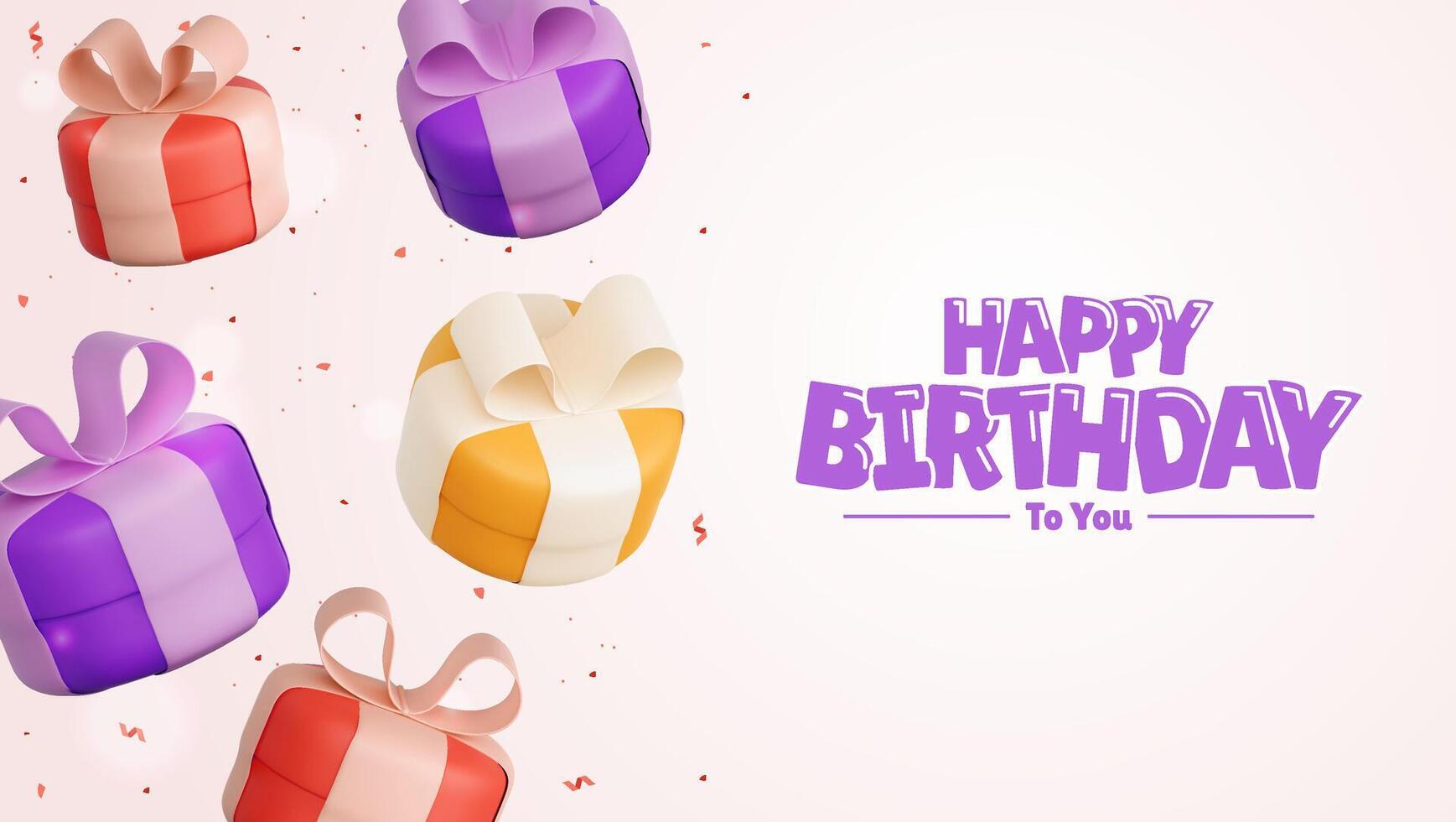 Birthday celebration design with cheerful gift boxes and surprise elements, ideal for kids' invitation backgrounds with festive greeting text. vector