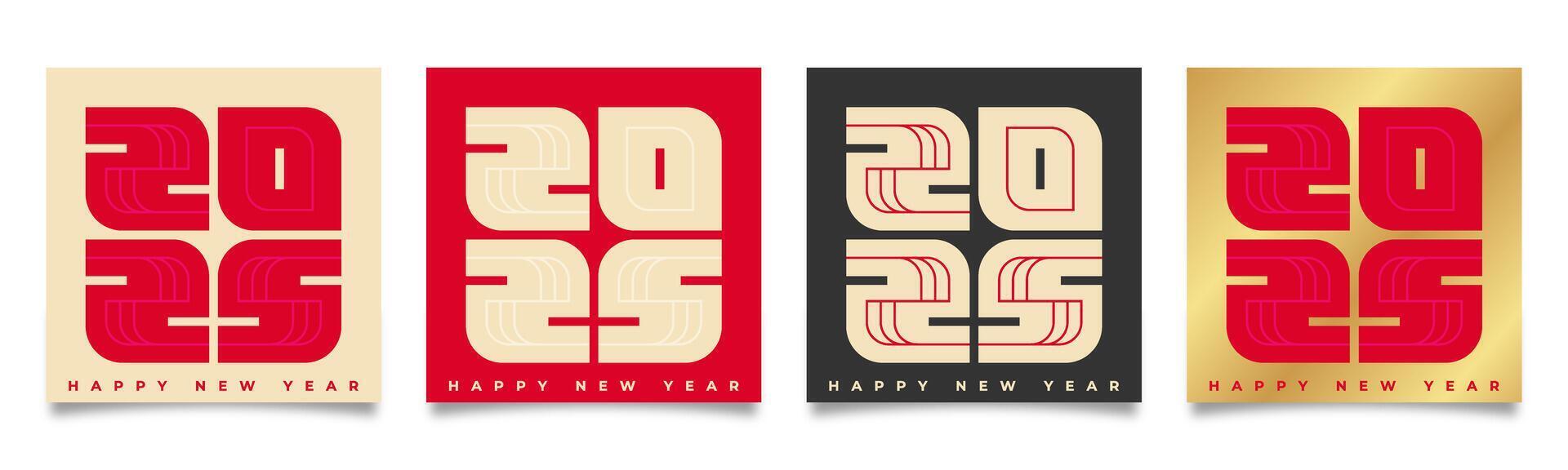 Vibrant collection of bold templates to celebrate the New Year 2025, perfect for adding a festive touch to your designs. vector