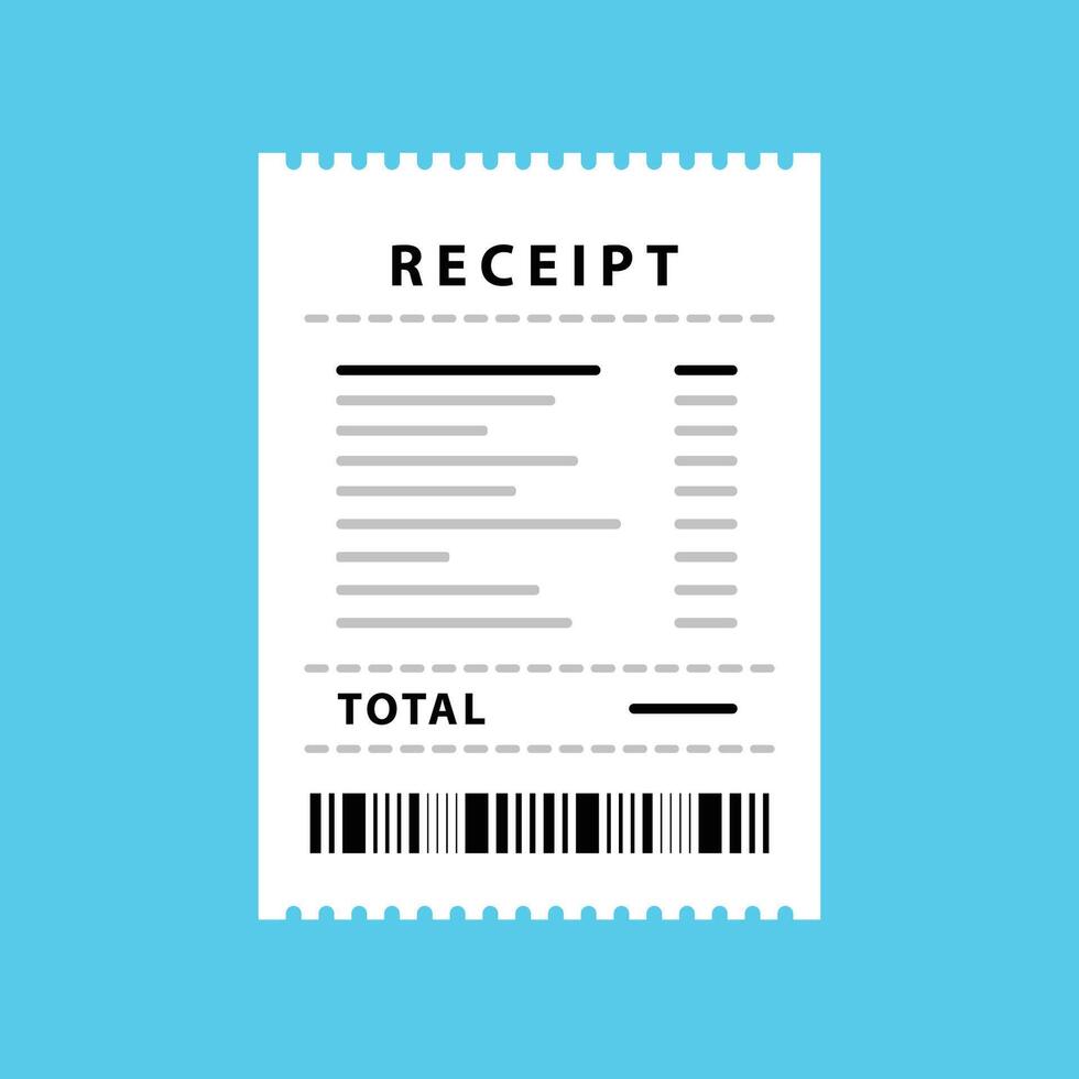 Receipt icon. Paper invoice. Total bill vector