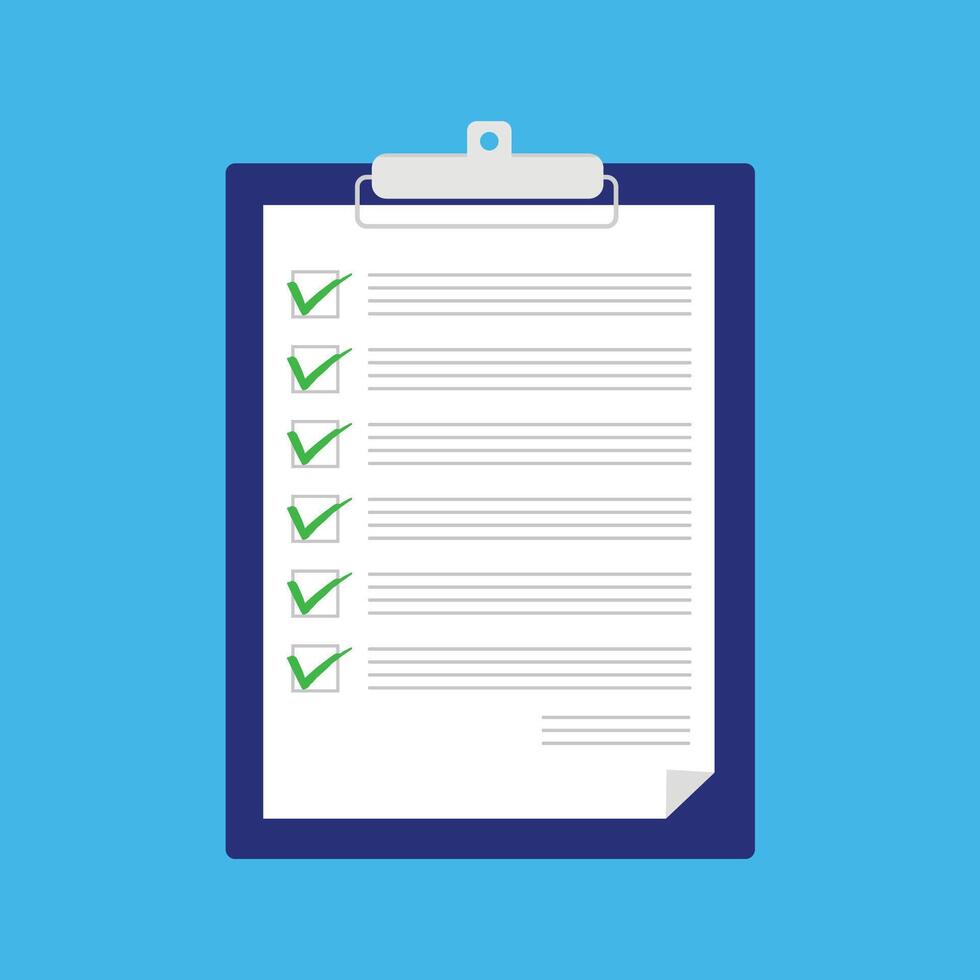 Checklist. Clipboard and check marks. Flat design. vector