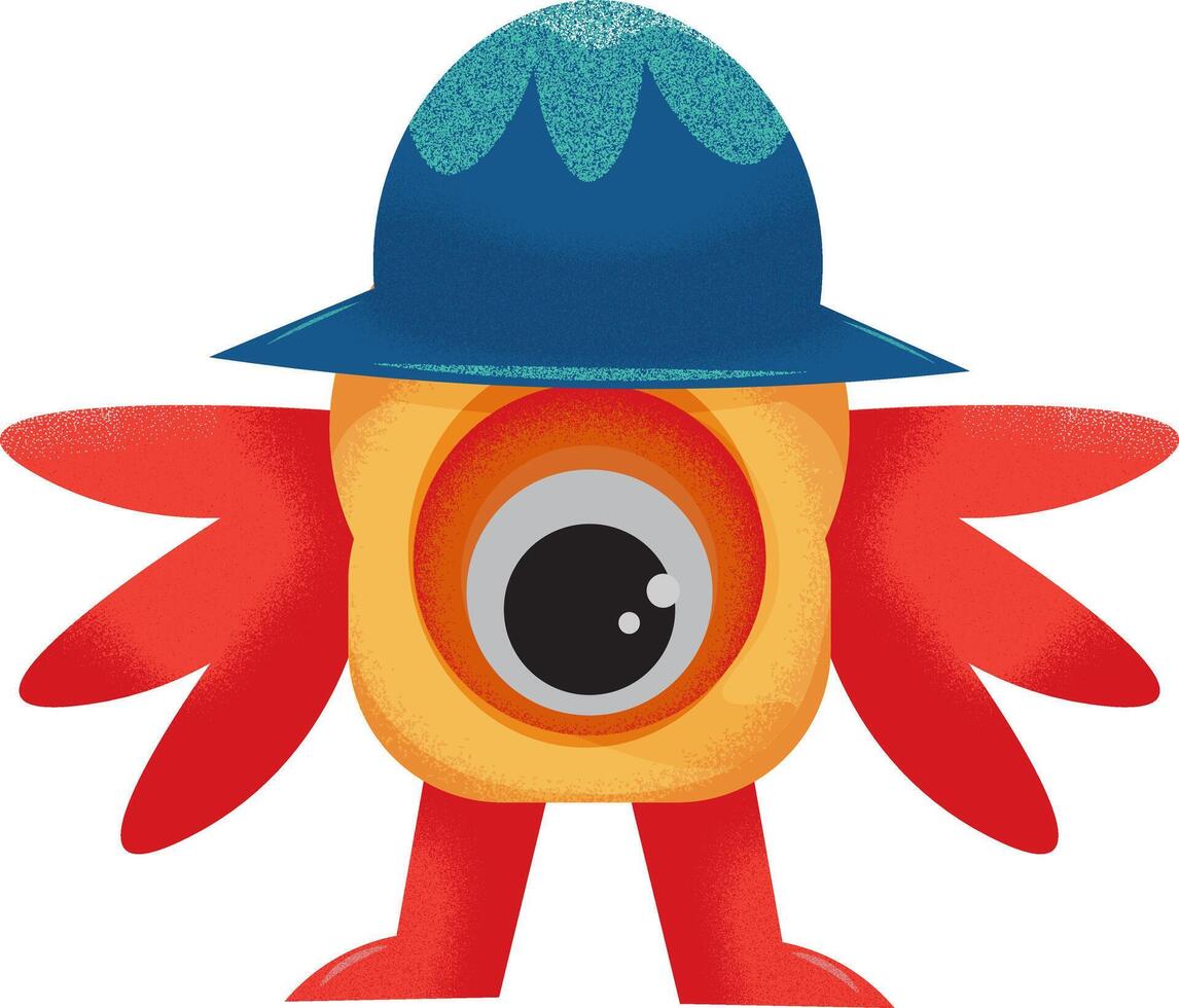 One-Eyed Box Monster with Wings vector