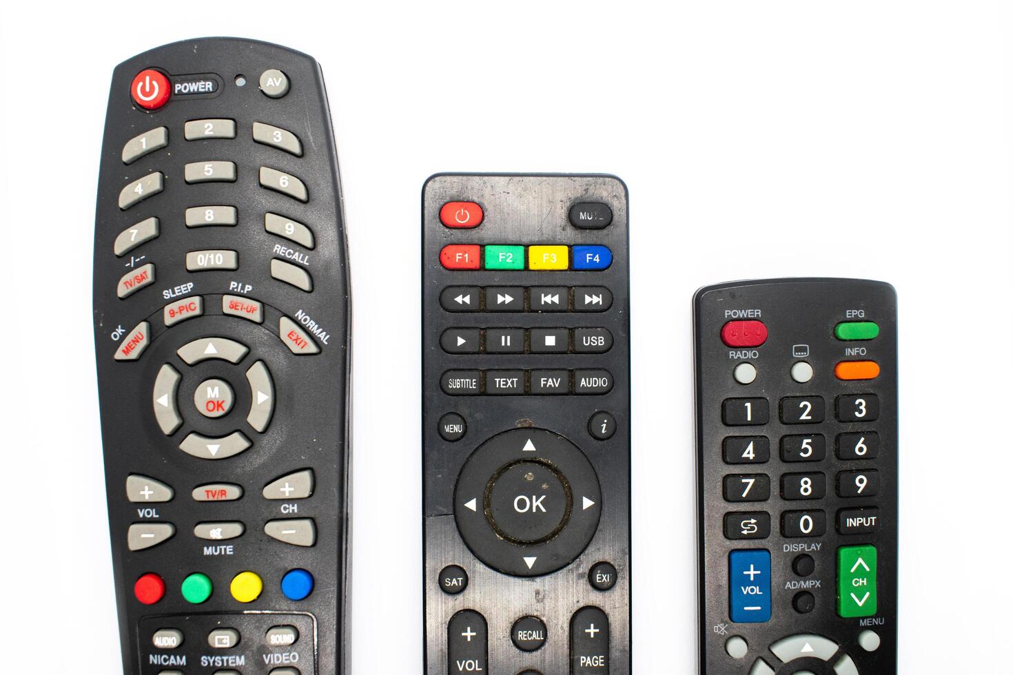 Television remote control on white background. photo