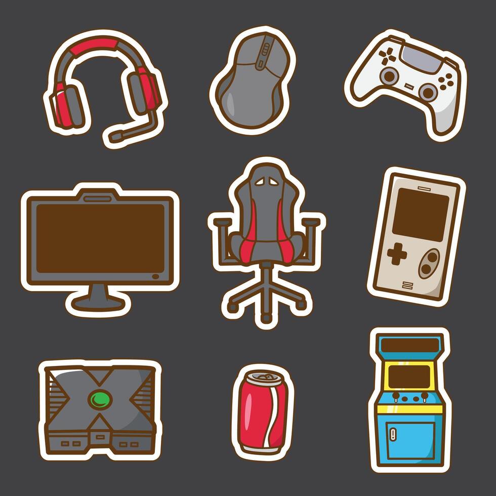 sets of gamer element good for sticker, pin, t shirt pattern and design vector